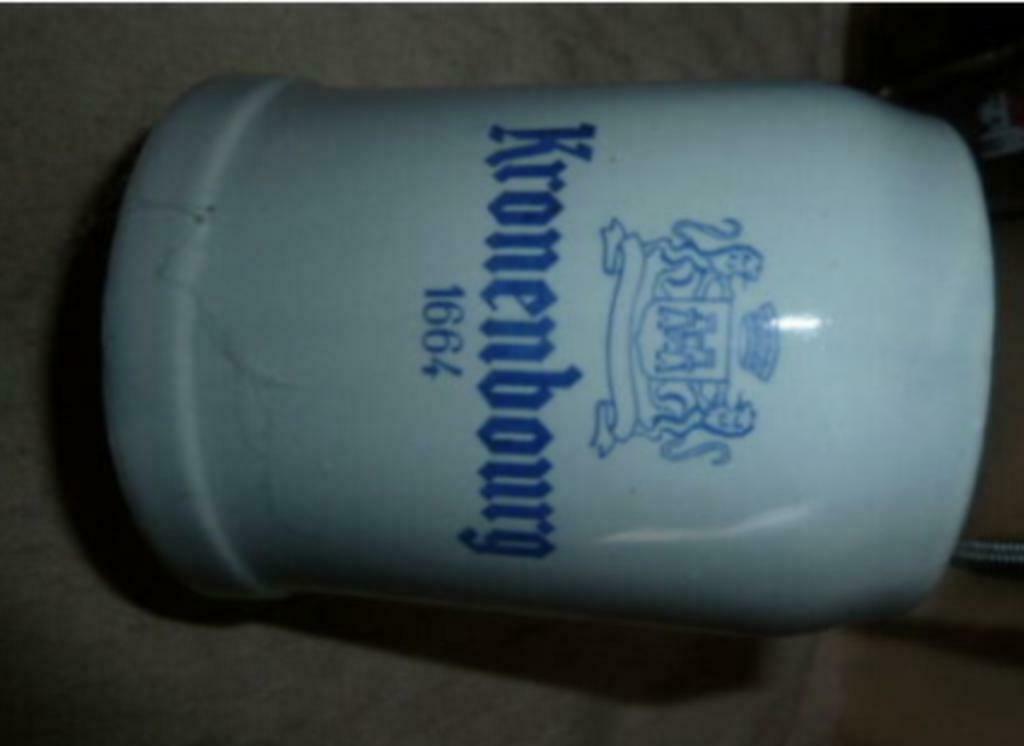 #C Bier glas / stenen pul 1664 KRONENBOURG 5/20 " blauw ", Enlèvement ou Envoi, Neuf, Verre à bière