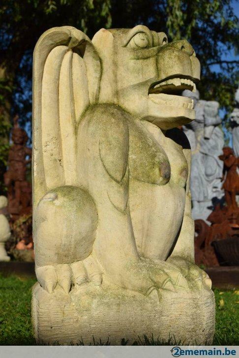 Grande gargouille,monstre ailé en pierre de France, Jardin & Terrasse, Enlèvement, Utilisé, Pierre