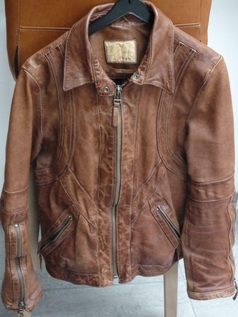 Lederen jas merk Chevignon - maat L, Ophalen of Verzenden, Gedragen, Bruin