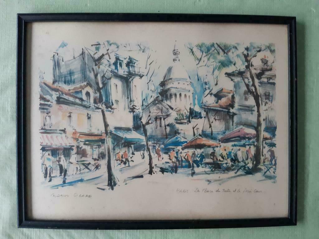 Lithographie PARIS La place du Tertre et le Sacré Coeur, Antiquités & Art, Enlèvement ou Envoi
