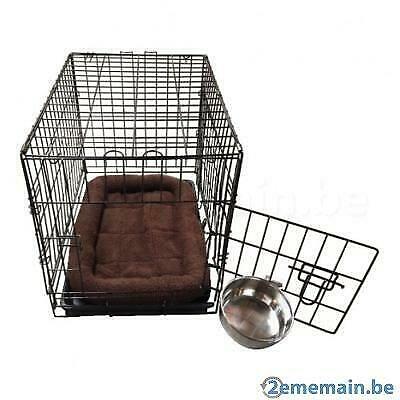 Cage complète avec bac + coussin chocolat + bol inox, Dieren en Toebehoren, Honden-accessoires, Nieuw