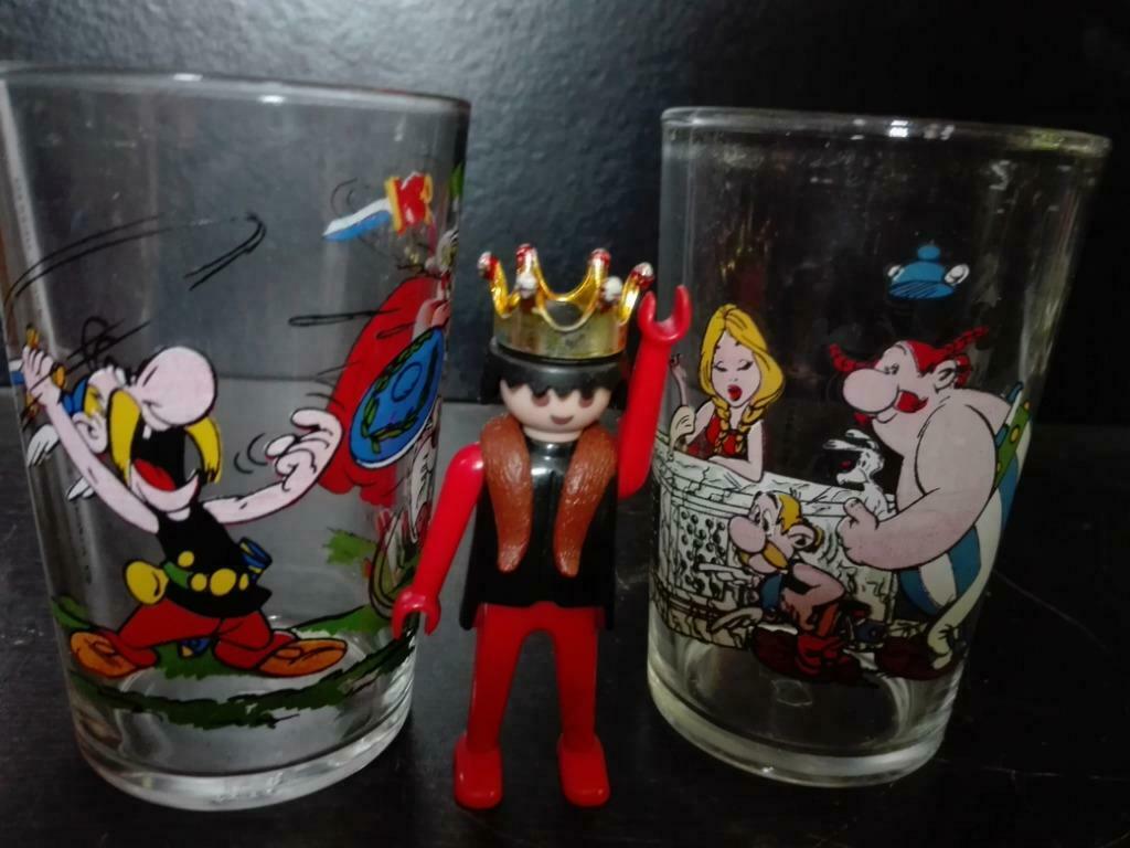 172) 2 toffe glazen van Asterix en Obelix, Collections, Personnages de BD, Utilisé, Ustensile, Astérix et Obélix, Enlèvement ou Envoi
