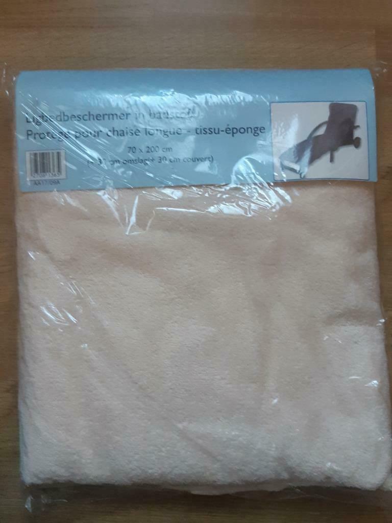 ligbedbeschermer badstof-beige-70x200 + 30 cm omslag-NIEUW, Jardin & Terrasse, Ensembles de jardin, Neuf, Enlèvement