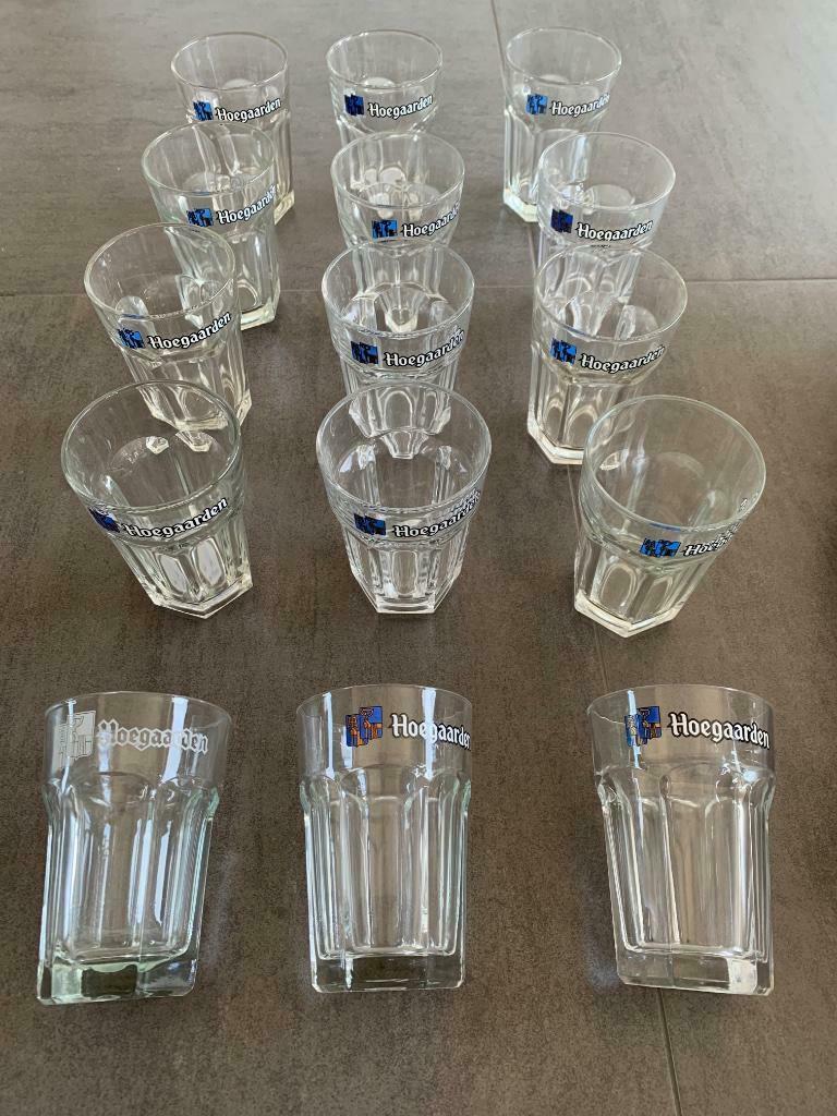 Bierglazen Hoegaarden - 15 stuks, Ophalen, Zo goed als nieuw