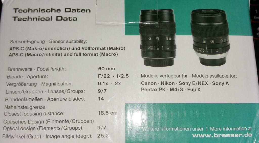 Bresser 60mm f/2.8 Macro 2:1 lens voor Canon, Audio, Tv en Foto, Ophalen of Verzenden, Zo goed als nieuw, Macrolens, Zoom