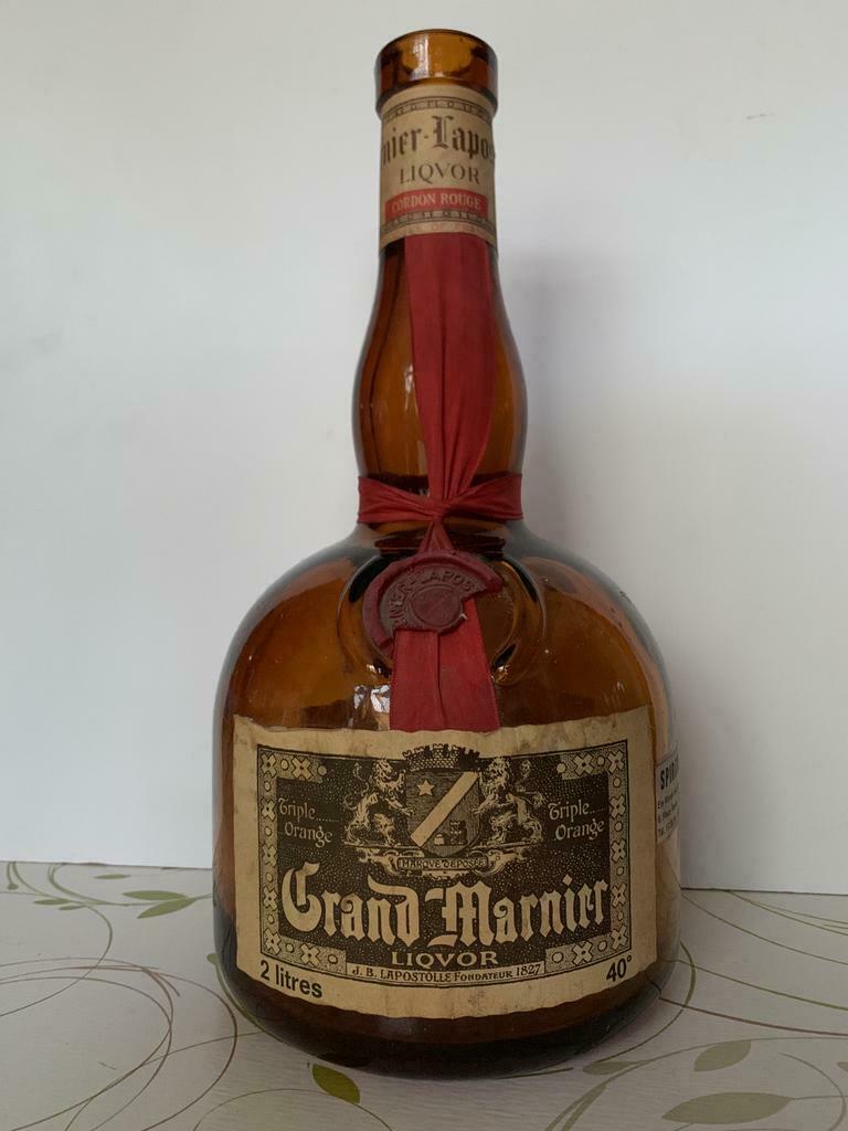 bouteille Grand Marnier  2 litre  vintage Vide, Collections, Enlèvement ou Envoi, Utilisé, Emballage