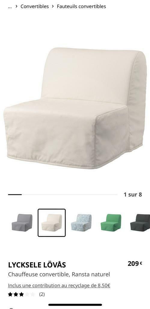Canapé-lit 1 personne ikea, Comme neuf, Une personne