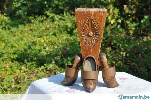 vase en bois interieur zinc pied 4 sabots, Enlèvement ou Envoi