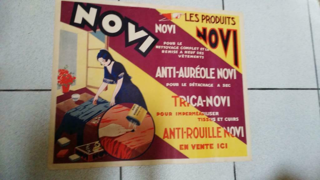 affiche novi, Trica-novi produits nettoyage à sec de 1950, Collections, Envoi, Utilisé, Publicité