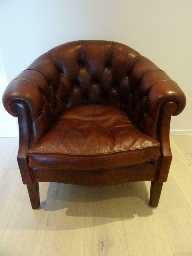 fauteuil anglais AD en cuir lie de vin, Enlèvement