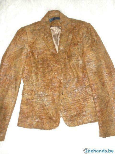 leuke bruine blazer in daim en leder- ZARA- maat S, Enlèvement ou Envoi, Neuf, Taille 36 (S)