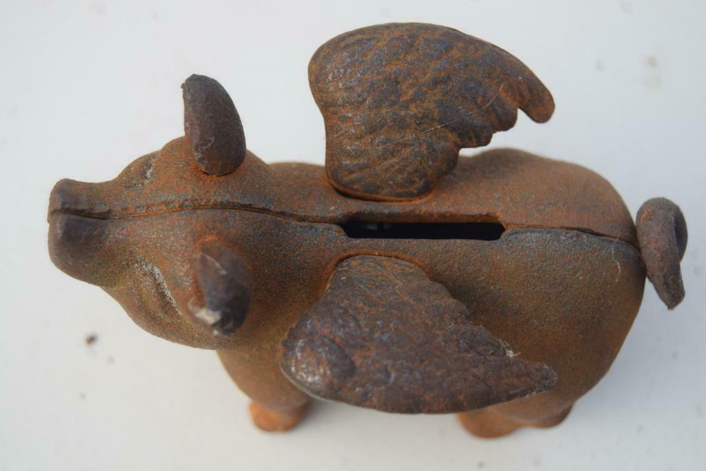 Gietijzeren spaarvarken, gevleugeld varken (geluksbrenger, k, Verzamelen, Ophalen of Verzenden, Nieuw, Overige materialen, Dier