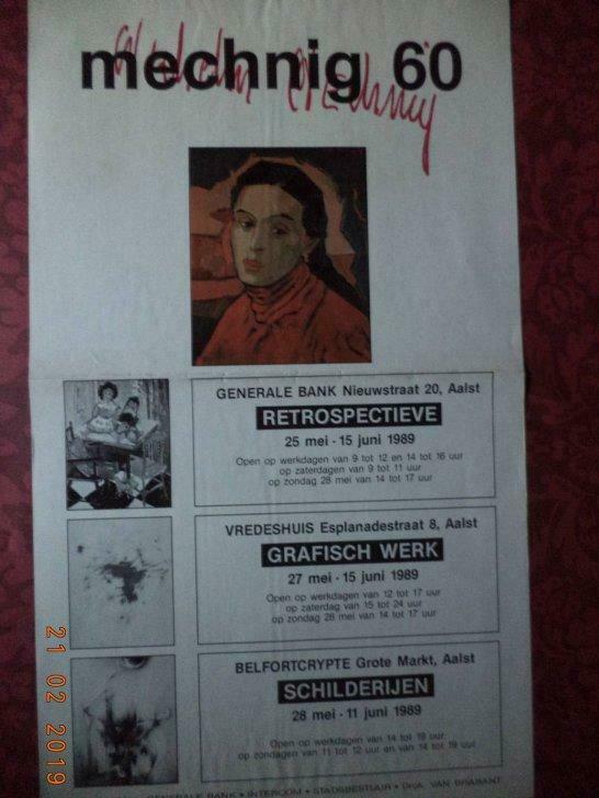 Affiche Aalst: Wilhelm MECHNIG 60.  1989., Verzamelen, Posters, Gebruikt, Ophalen of Verzenden