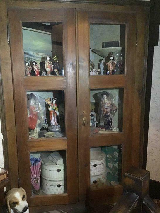 Grande vitrine de coin en pitchpin / sans fond, Maison & Meubles, Enlèvement, Utilisé