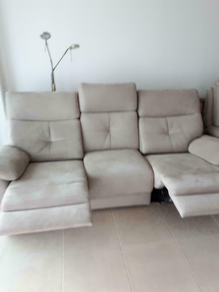 3-zit met 2 elektrische relaxen en 2 éénzitten in microvezel, Ophalen, Overige materialen, Klassiek, 75 tot 100 cm