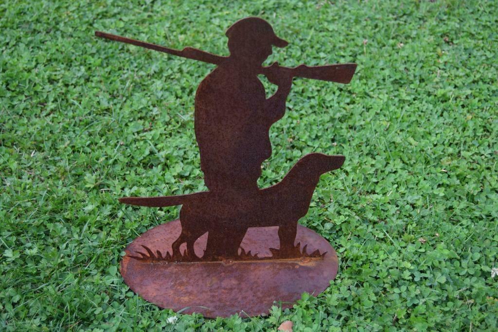 Le chasseur et son chien en fer forgé (grand modèle), Jardin & Terrasse, Enlèvement ou Envoi, Neuf, Métal, Homme