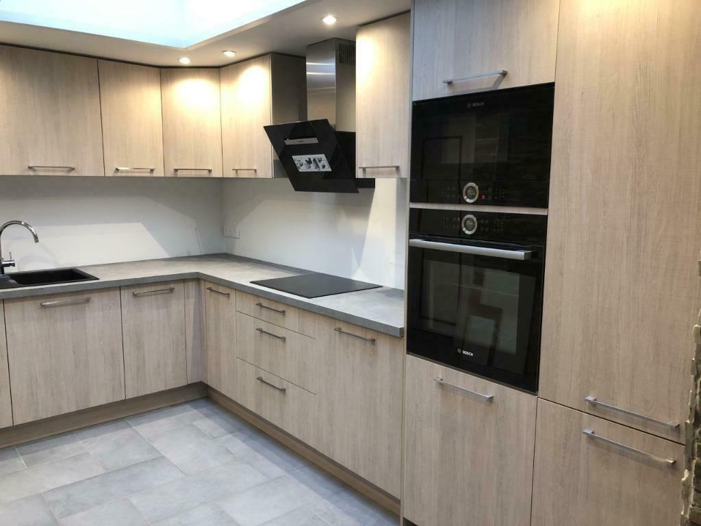 Meubles de cuisine structuré bois blanchi, Maison & Meubles, Neuf, Enlèvement ou Envoi, Bois, Brun