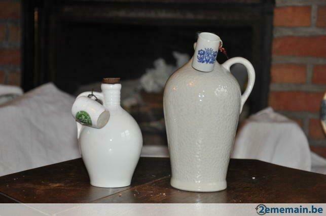 2 bouteilles grés emaillé avec leur mini chope, Collections, Enlèvement ou Envoi, Utilisé