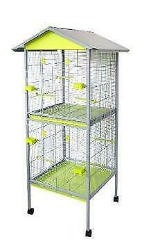Volière metaal dubbel grijs/groen b78 x d74 x h165cm, Ophalen, Nieuw