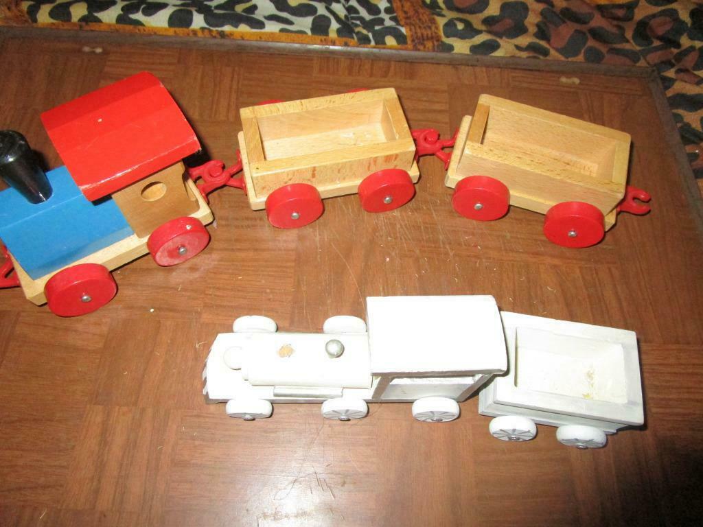 2 houten noe-treinen l, Verzenden, Nieuw, Rij- of Hobbelspeelgoed