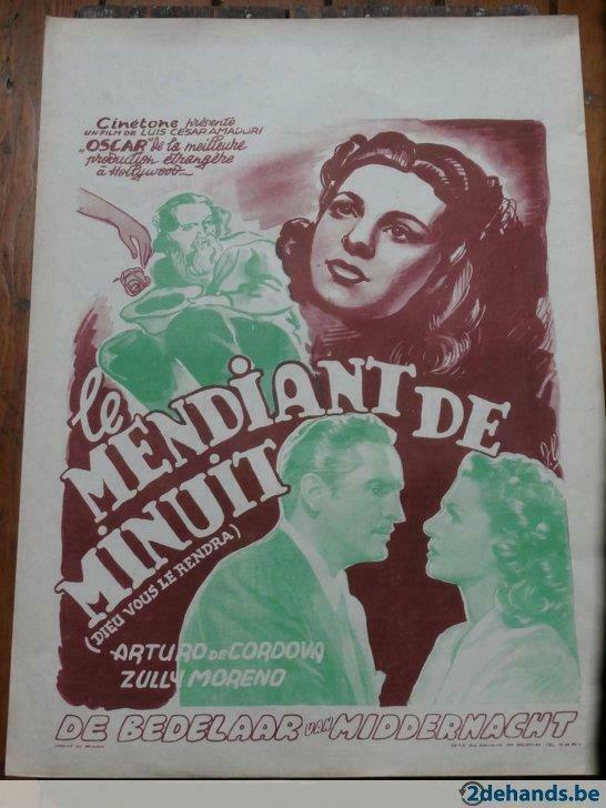 affiche de film vintage: le mendiant de minuit "1948 (2expl., Collections, Posters & Affiches, Utilisé, Enlèvement ou Envoi
