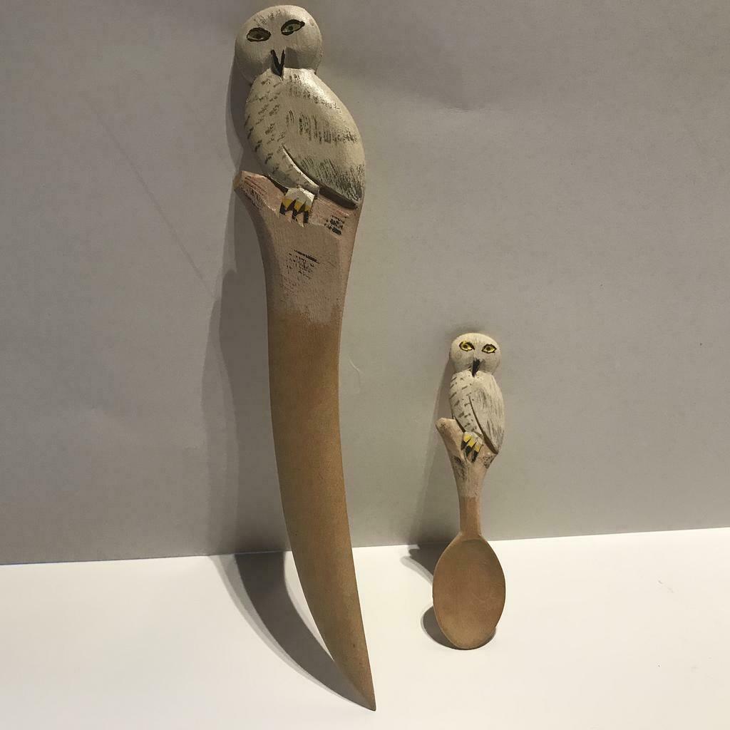 Handgemaakt en handbeschilderd setje houten uilen, Antiek en Kunst, Ophalen of Verzenden