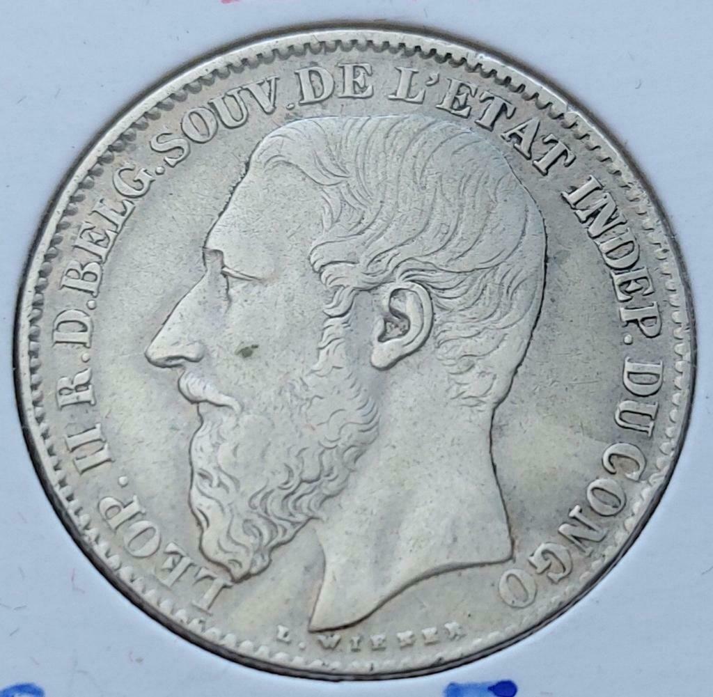 2 Francs 1894 Belgisch Congo / Zeldzaam !, Zilver, Ophalen of Verzenden, Losse munt, Zilver