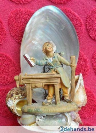 vintage oud figuurtje in oesterschelp, Ophalen of Verzenden