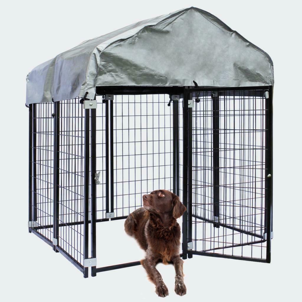 Enclos chien1,21m x1,21 m avec toit chenil extérieur abri, Animaux & Accessoires, Maisons pour chiens, Envoi, Neuf