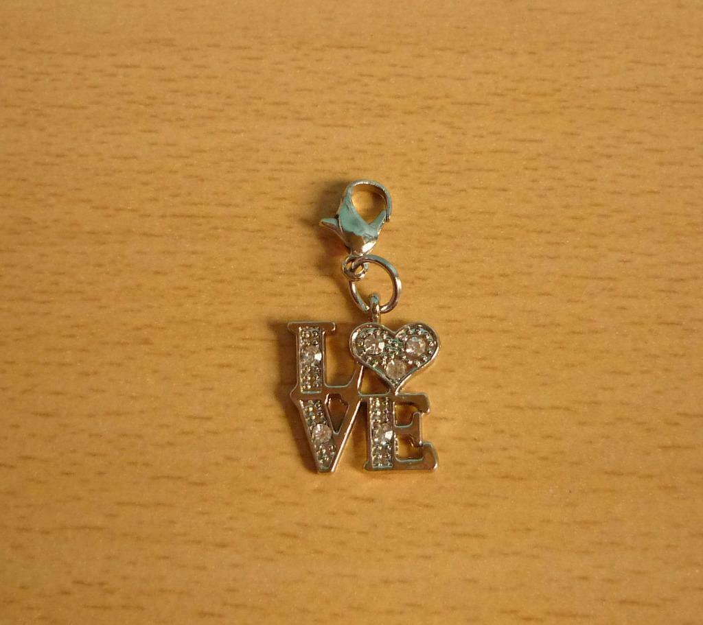 Kettinghanger LOVE met 6 strass-steentjes, Bijoux, Sacs & Beauté, Enlèvement ou Envoi, Argent