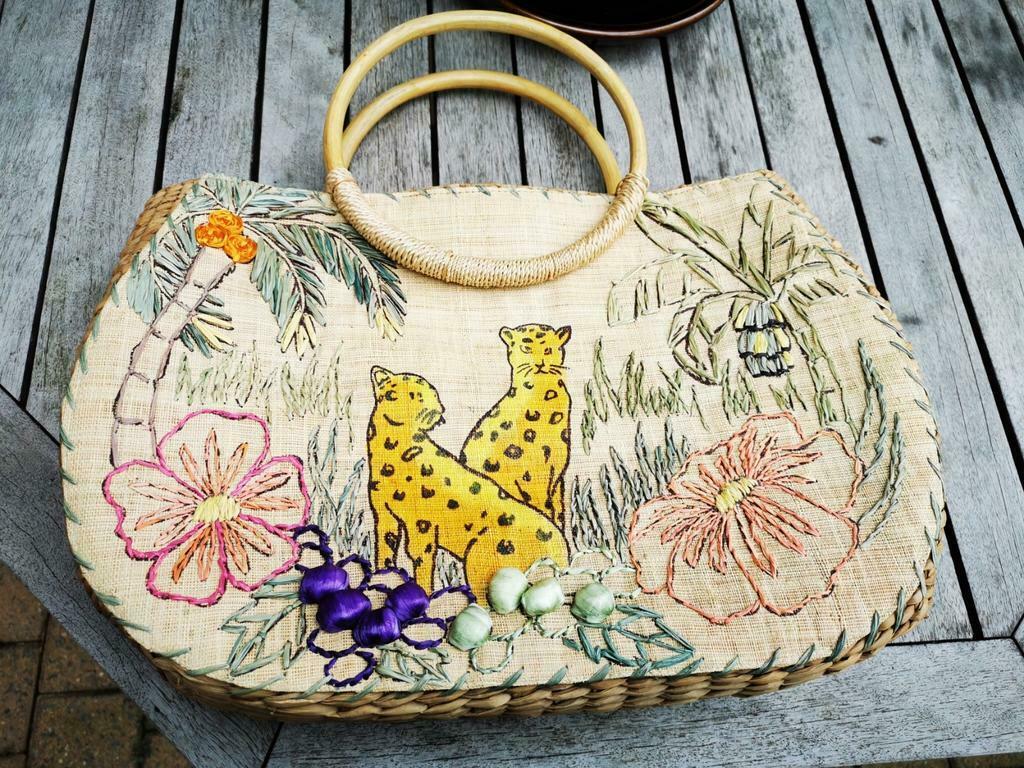 retro tas rotan handgemaakt Philippines, Ophalen of Verzenden, Zo goed als nieuw, Overige kleuren