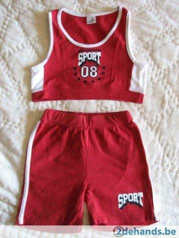 Set: Rood meisjes topje met bijpassende short, 5jaar, Ophalen of Verzenden, Gebruikt, Meisje, Setje