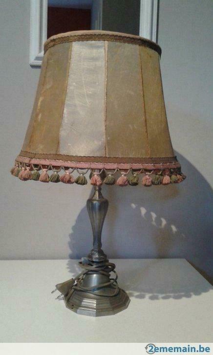 a vendre lampe de table en etain, Maison & Meubles, Enlèvement, Utilisé