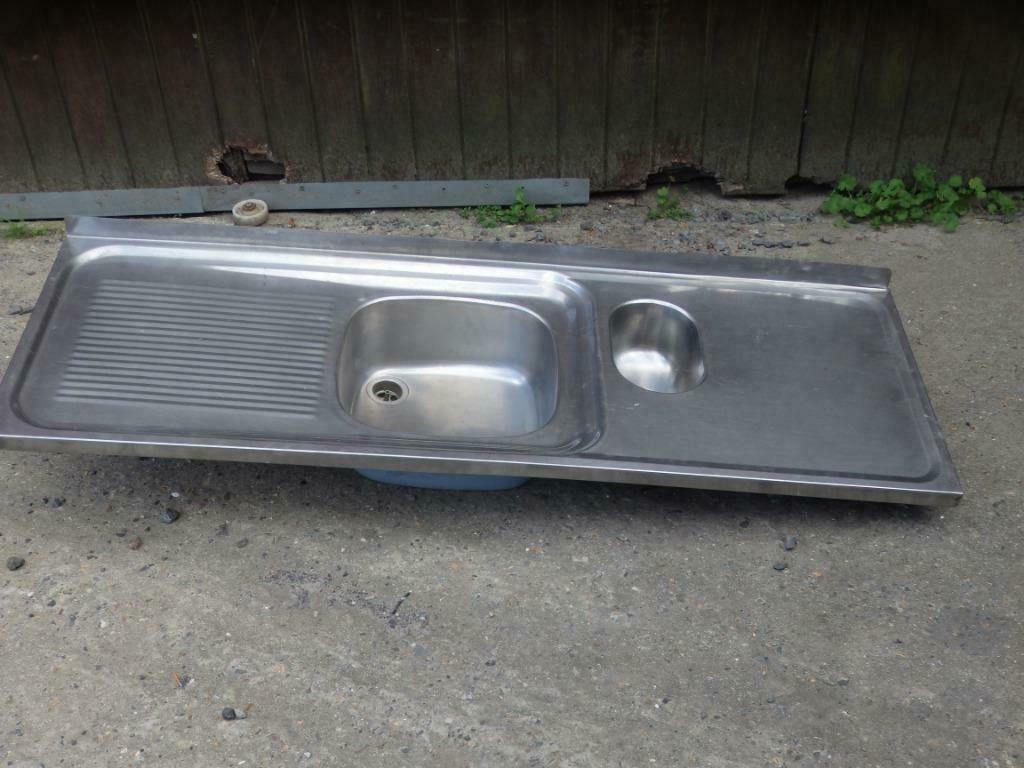 inox wasbak met spoelbakje, Doe-het-zelf en Bouw, Sanitair, Ophalen of Verzenden, Zo goed als nieuw, Inox