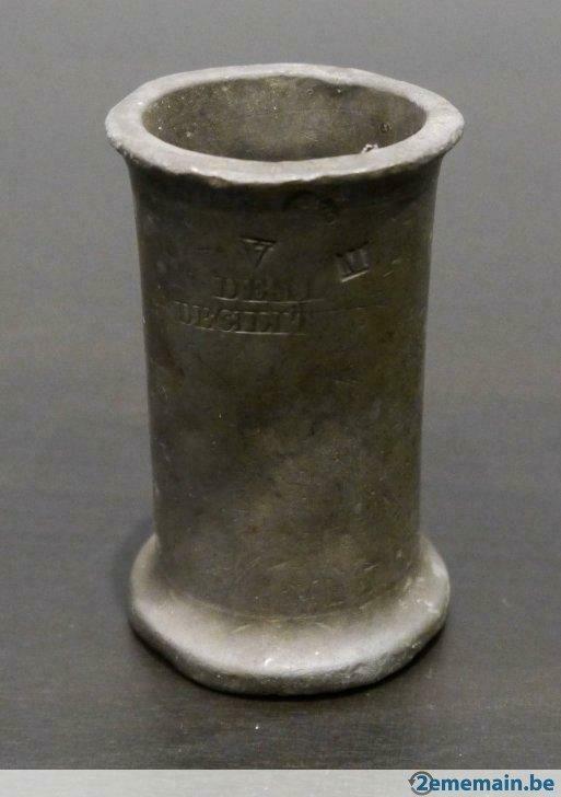 Mesure en étain demi décilitre poinçonné, Antiquités & Art