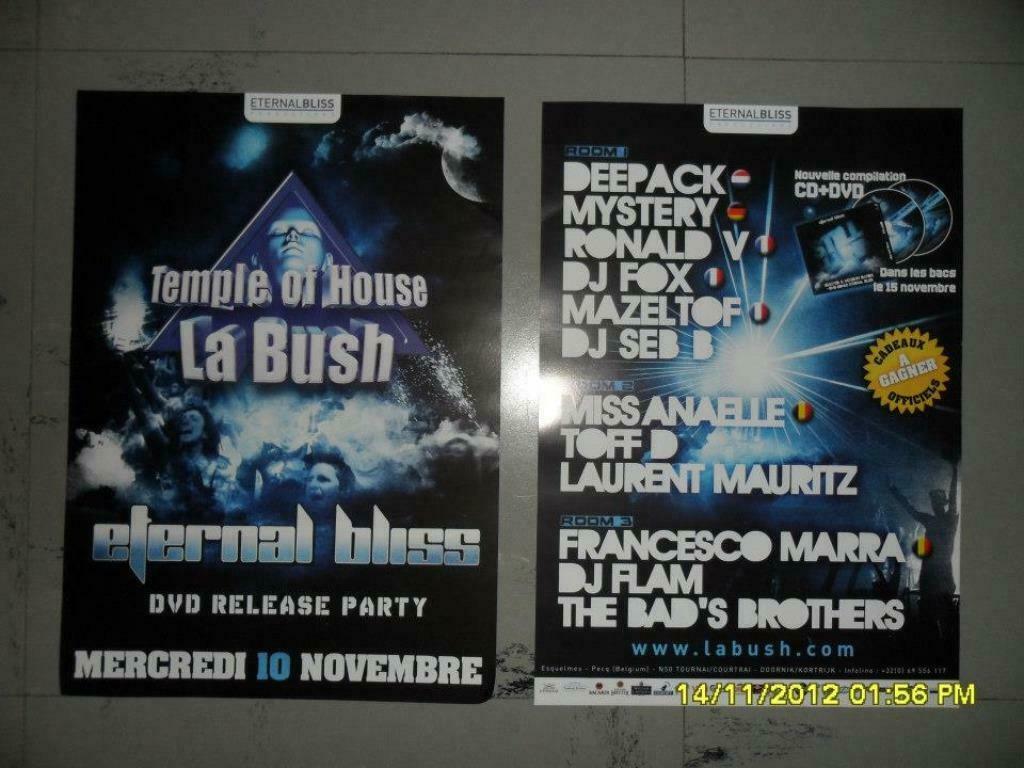 Flyers Temple Of House La Bush - Eternal Bliss (Esquelmes), Collections, Enlèvement ou Envoi, Utilisé, Autres types