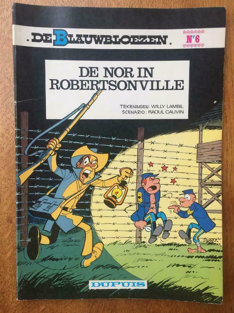 De Blauwbloezen nr 6, de nor in Robertsonville, Eén stripboek, Ophalen of Verzenden, Gelezen, Willy Lambil