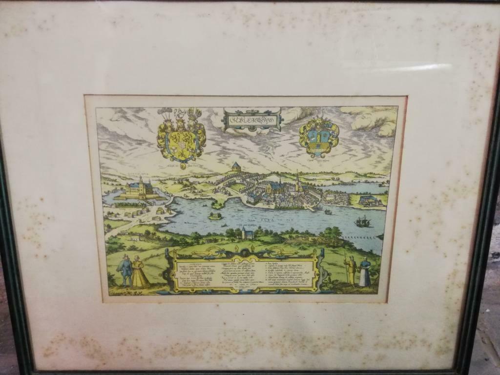 Ets kasteel Gottorpia in Sleeswijk, Antiek en Kunst, Kunst | Etsen en Gravures, Ophalen