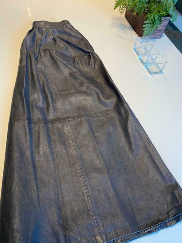 LANGE LEDEREN ROK LAMON NUYTENS, Maat 38/40 (M), Zwart, Ophalen of Verzenden, Zo goed als nieuw