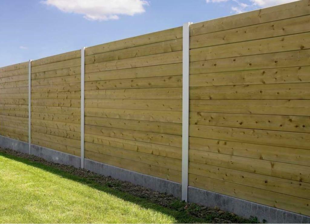 Afsluitingen in hout met aluminium palen, 25 tot 50 mm, Grenen, Nieuw, Plank