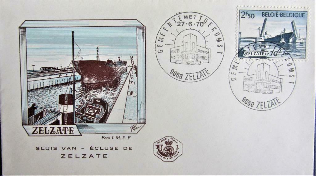 FDC SCHEPEN- SLUIS VAN ZELZATE, Postzegels en Munten, Ophalen of Verzenden, Gestempeld, Overige thema's