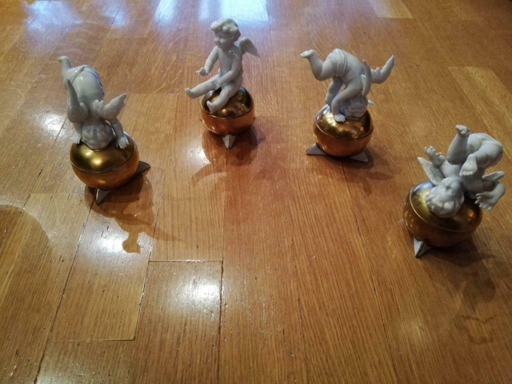 Quatre angelots boule dorée porcelaine de Saxe 19e siècle, Antiquités & Art, Enlèvement