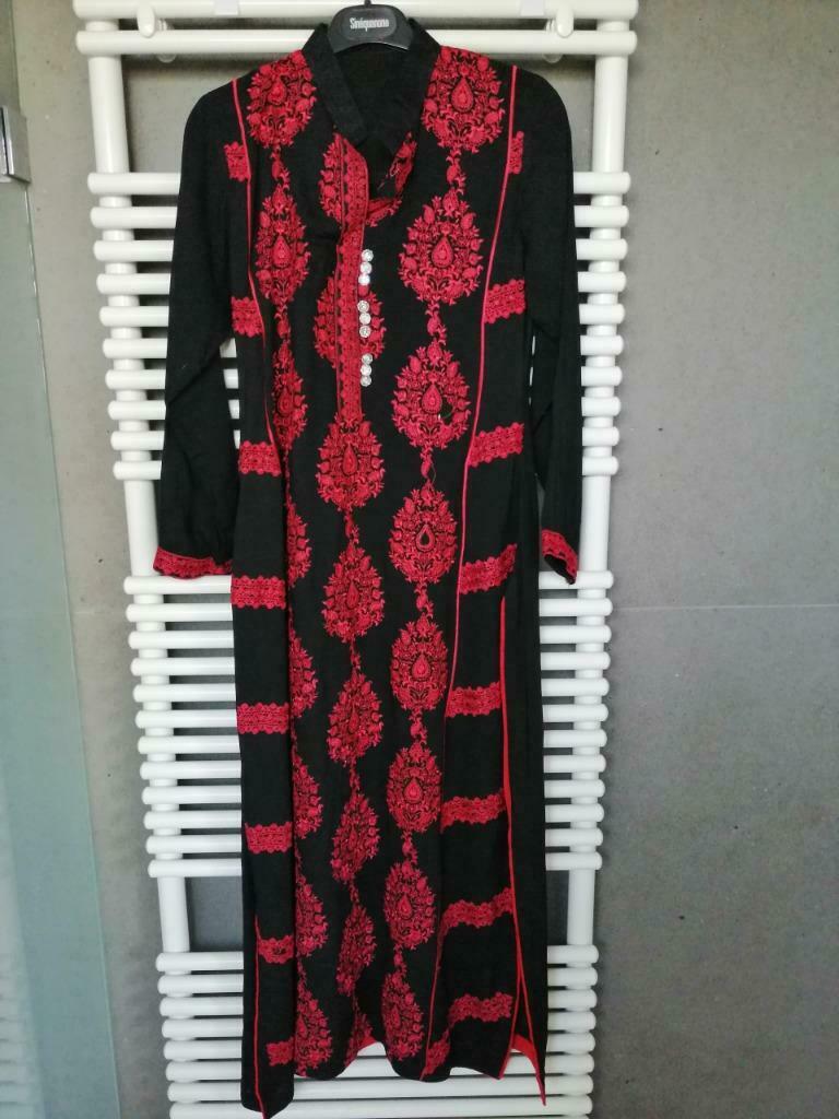 sari kaftan zwart gebrodeerd maat S, Ophalen of Verzenden, Zo goed als nieuw, Maat 36 (S), Zwart