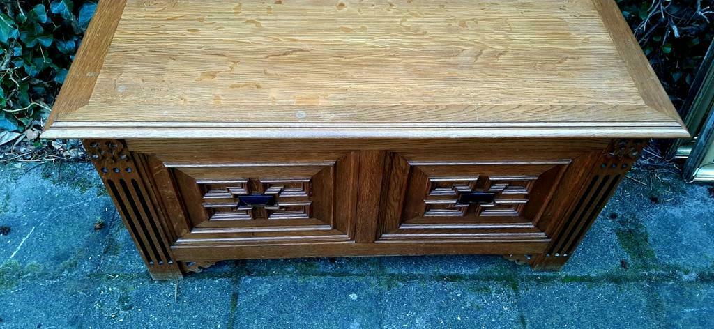 Vintage Massieve  Houten Dekken koffer, Antiek en Kunst, Ophalen of Verzenden