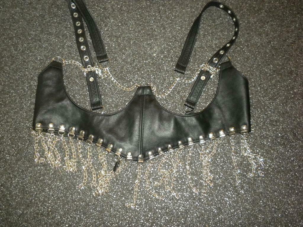 leer topje, Verzenden, Zwart, BH