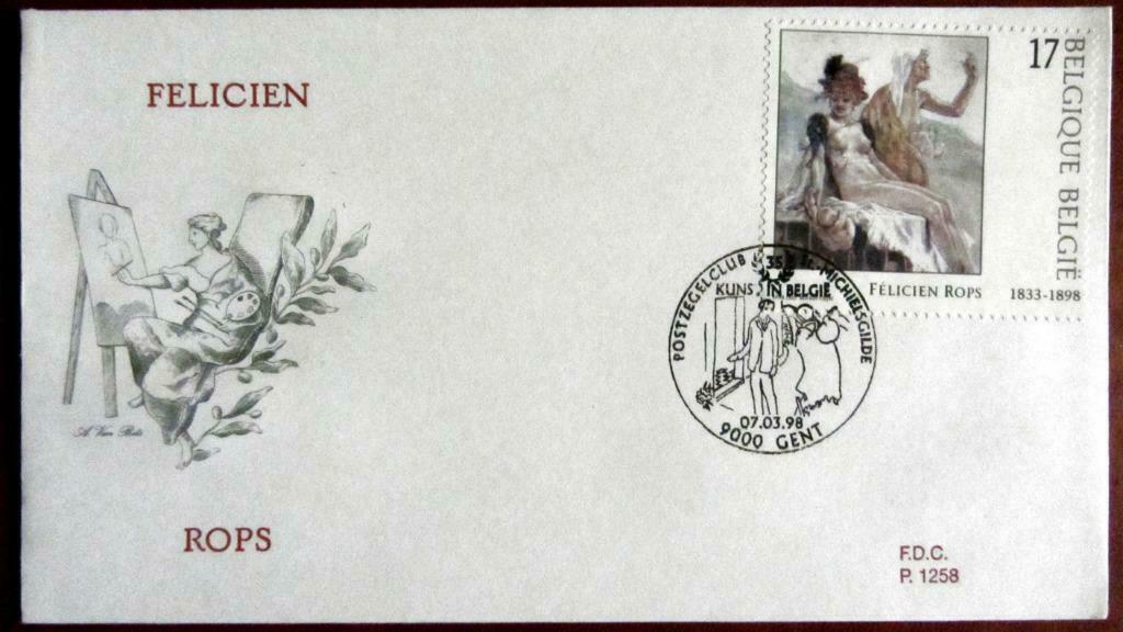 FIRST DAY COVER- SCHILDERIJEN- SCHILDERS- ROPS-COBRA- BELGIË, Ophalen of Verzenden, Gestempeld, Overige thema's