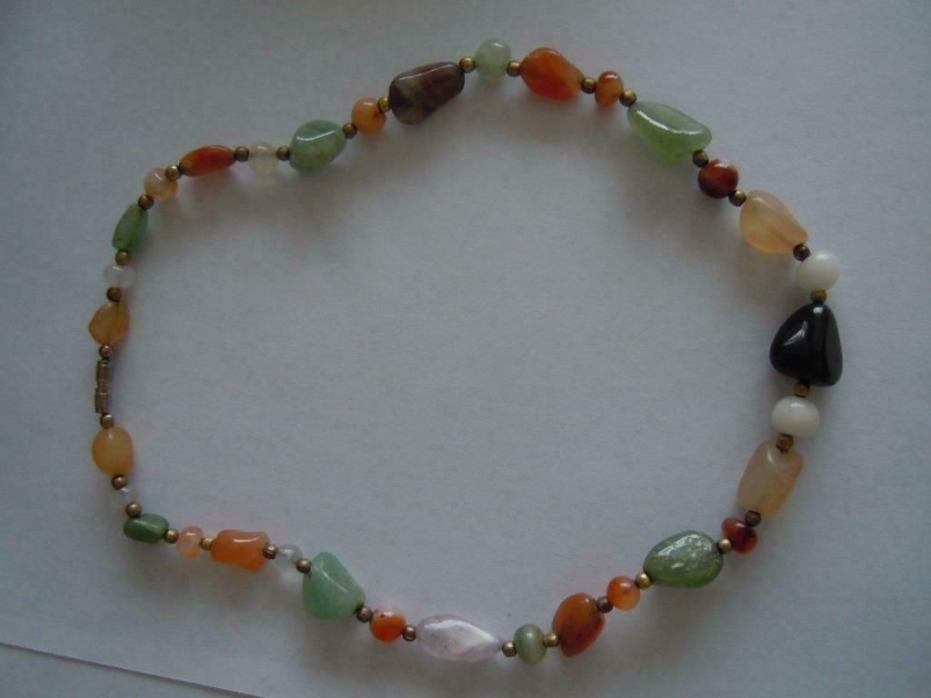 Vintage ketting halssnoer met halfedelstenen 47 cm, Ophalen of Verzenden, Zo goed als nieuw, Overige kleuren, Steen of Mineraal