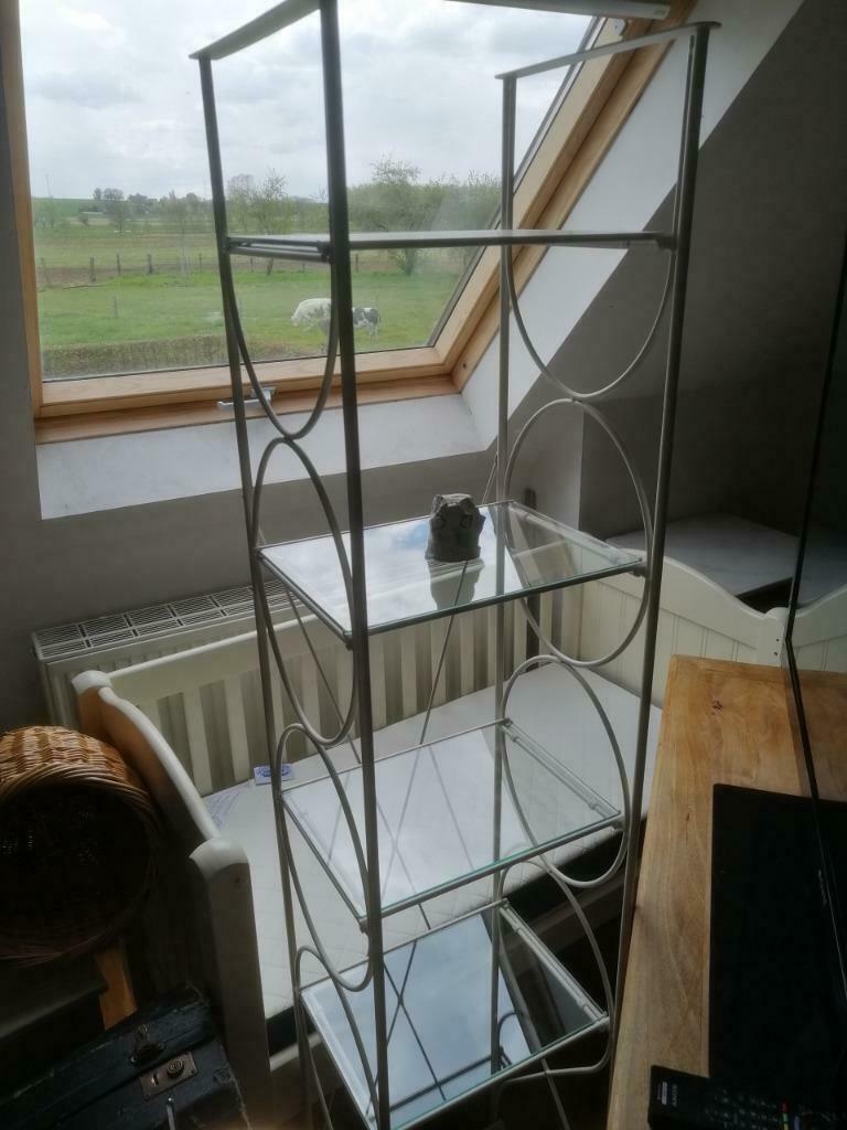 Etagère présentoir avec tablette en verre, Enlèvement ou Envoi, Comme neuf