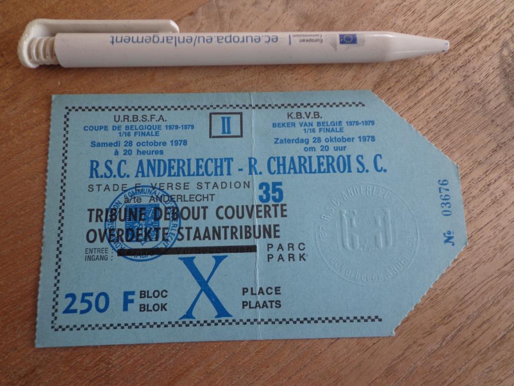 RSC Anderlecht Sporting Charleroi voetbalticket 1978, Verzamelen, Ophalen of Verzenden, Gebruikt, Overige typen