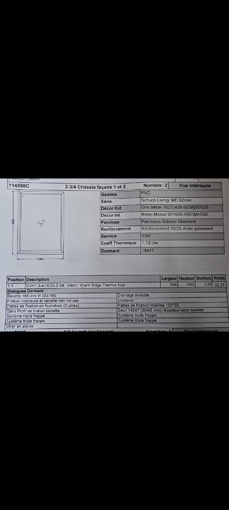 Chassis neuf 1m x1.5m double vitrage gris beton, Bricolage & Construction, Neuf, 120 à 160 cm, Fenêtre de façade ou Vitre, Enlèvement
